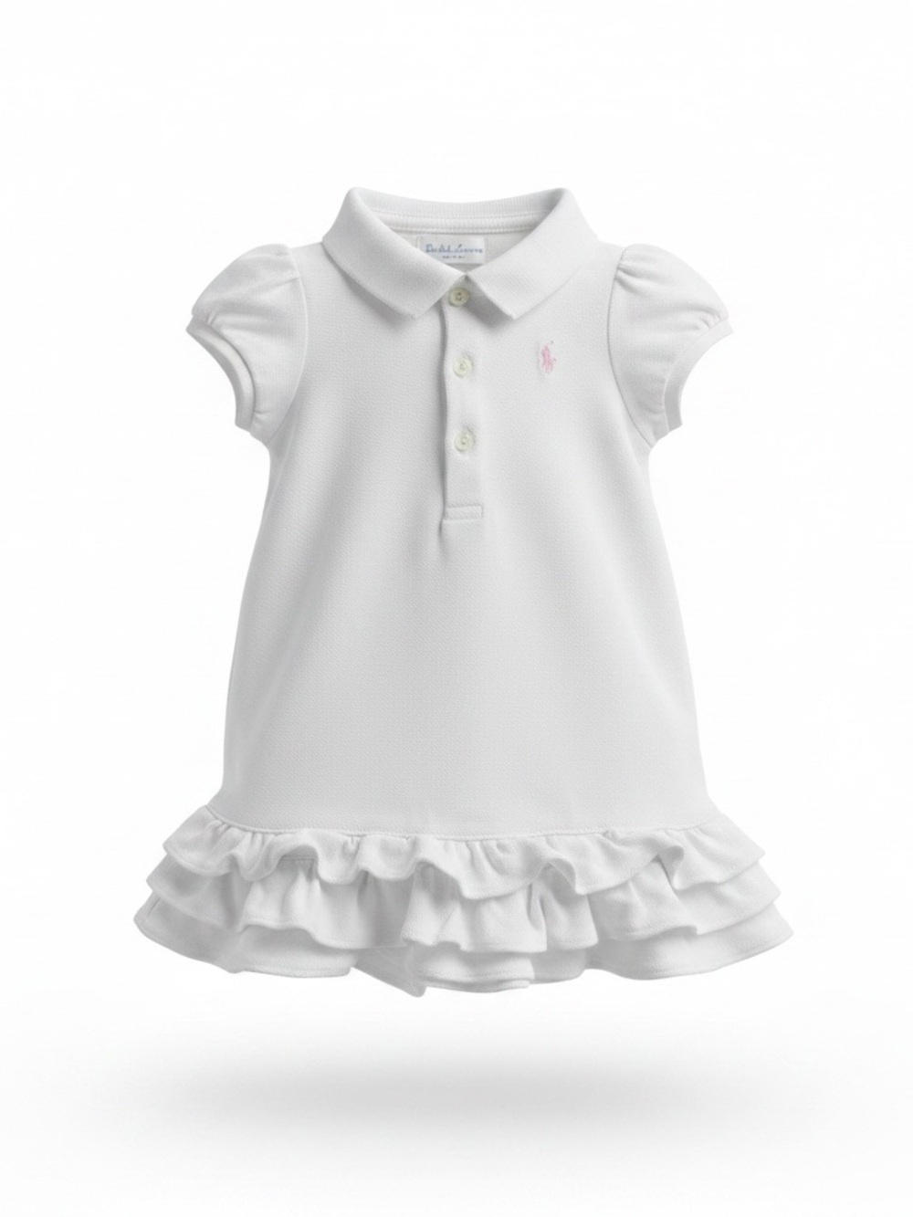 Ralph Lauren - Classic White Cotton Dress with ruffled hem/skirt